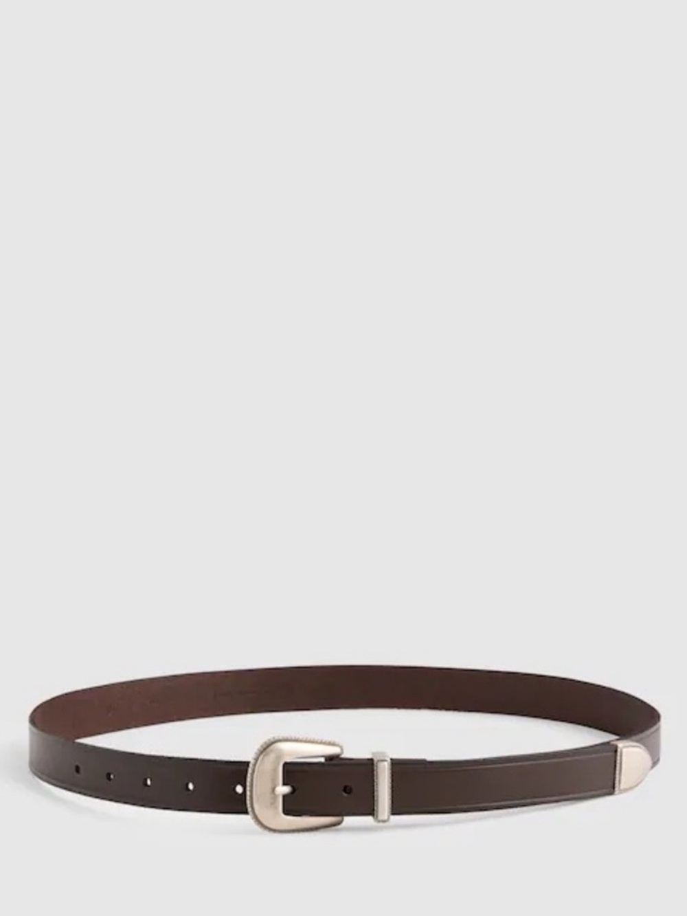 Madewell Dark Brown Leather Belt with Silver Buckle